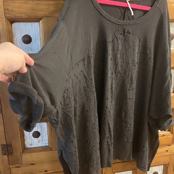 Free People Charcoal Boxy Oversized Blouse - Picture 3 of 6
